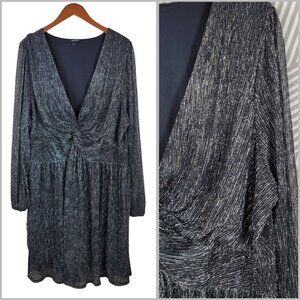 Torrid Dress Party Cocktail Plus Size 4 4X Knee Length Prom Silver Sparkle